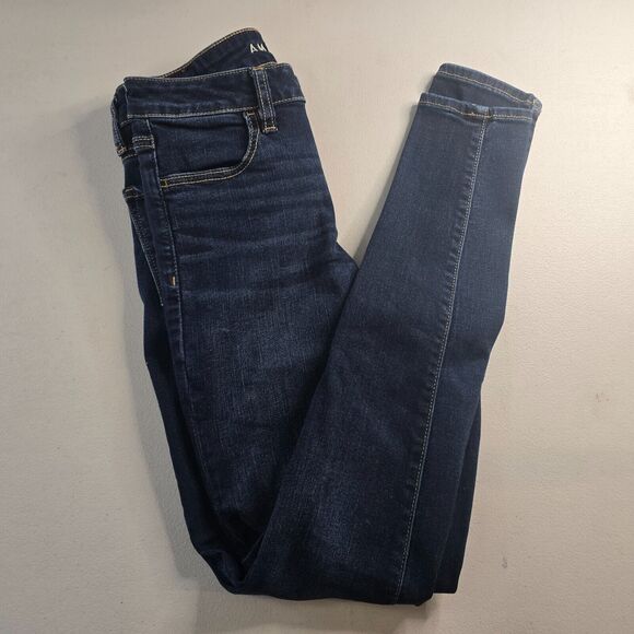 American Eagle Jegging Women's 2 Long Blue Next Level Stretch Dark Wash Ankle - Picture 10 of 16